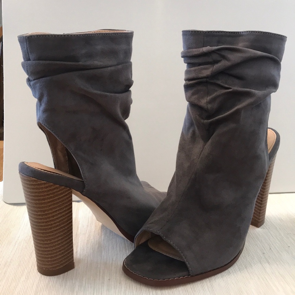 Gray Cutout Booties